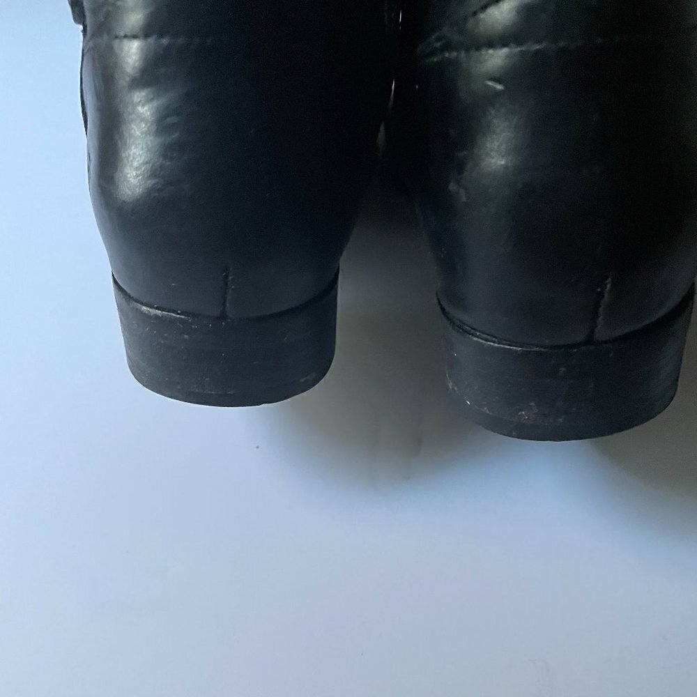 Frye Melissa Tab Black Leather Tall Knee High Side Zip Riding Boots Women's 6 - Picture 6 of 11